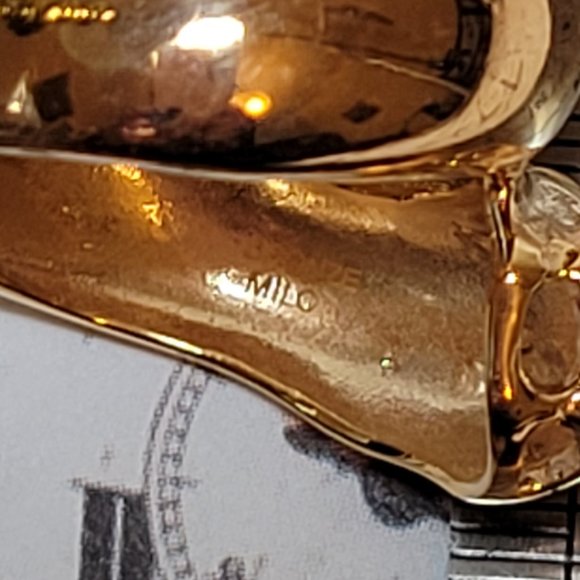 Signed Milor Bronze Italy Gold Elegant Cat Panther Head Ring Size 7 - Picture 6 of 11